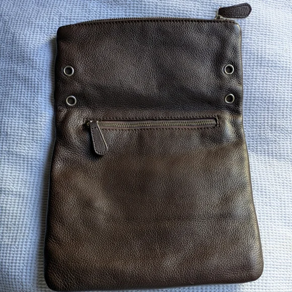 Leather Dark Brown Women's Bag/Clutch. W 9.5 in X L 13.5 - Picture 1 of 5